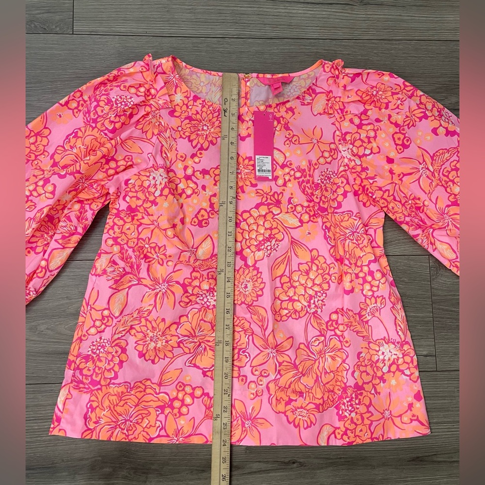 NWT Lilly Pulitzer Pink Barbara 3/4 Sleeve Top in Mandivilla Baby Size Large - Picture 9 of 12